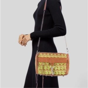 EUC Rebecca Minkoff like green & brown leather crossbody